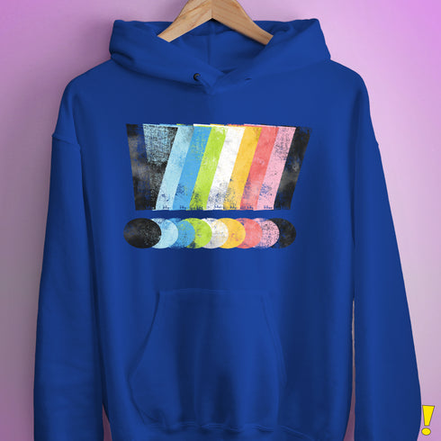 Queer Pride Grunge Exclamation Points Hoodie - Royal Blue
